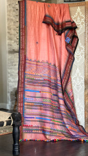 Pure Vidarbha Tussar Lambani - Peach Hand Embroidered
