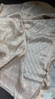 Mysore Silk Brocade - Beige Golden
