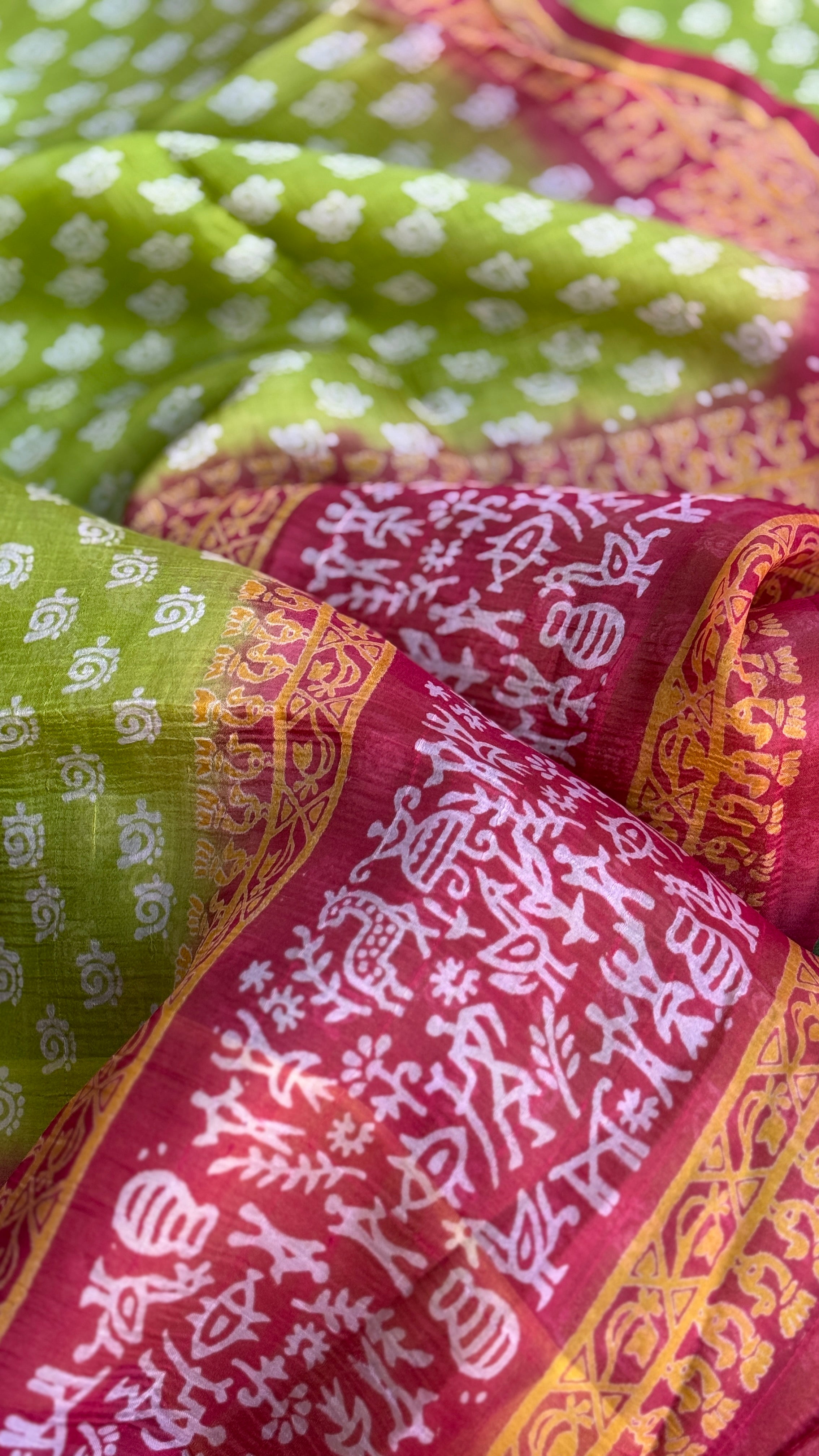 Pure Murshidabad Silk - Lime Green Printed