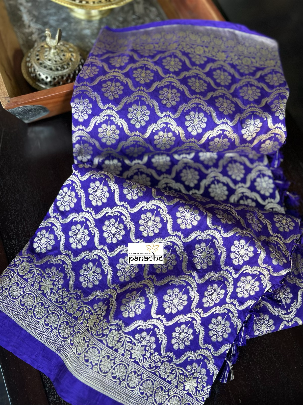 Pure Silk Katan Banarasi- Purple Blue