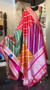 Pure Silk Banarasi - Rani Pink Rangkat Palla