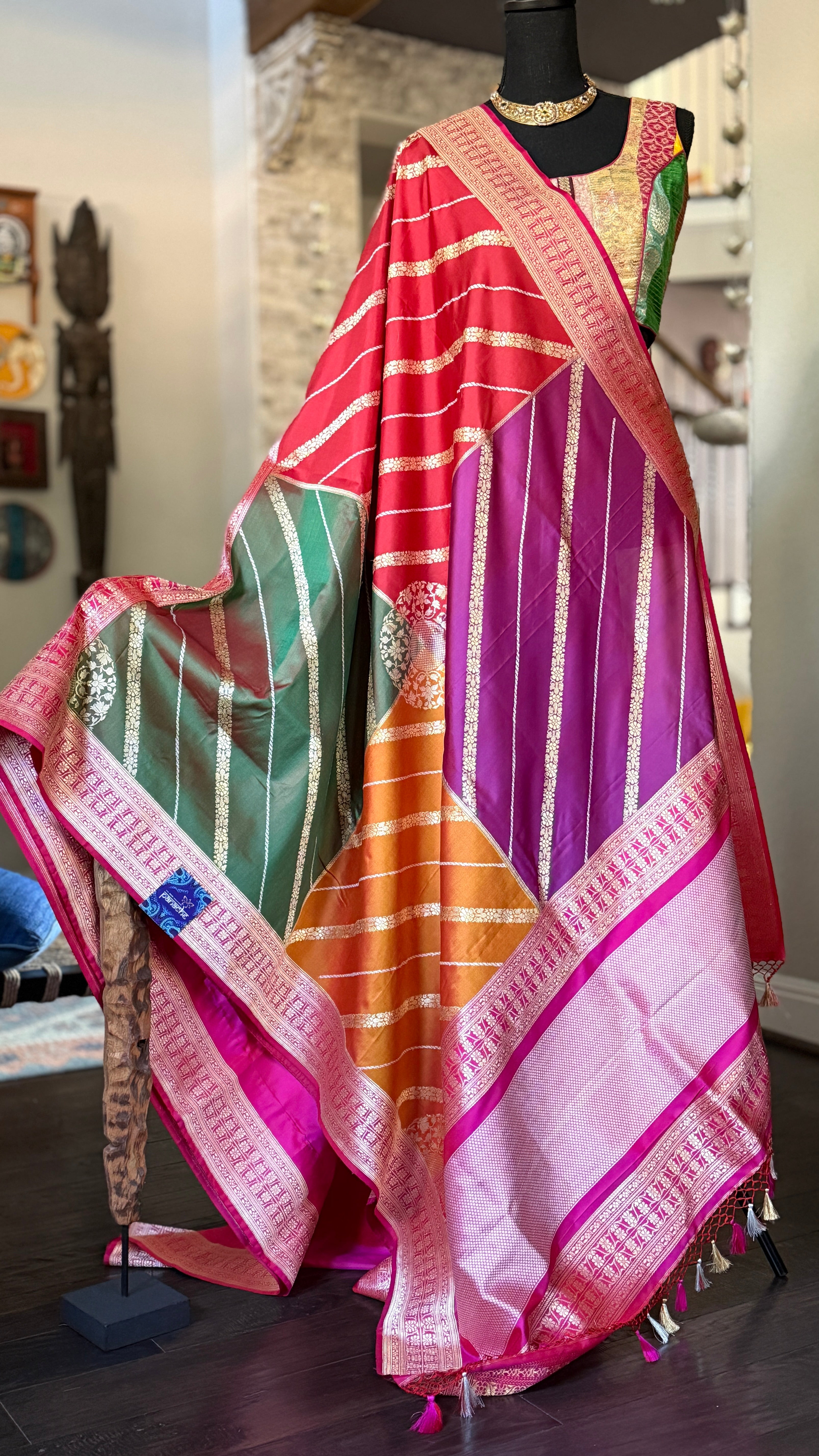 Pure Silk Banarasi - Rani Pink Rangkat Palla