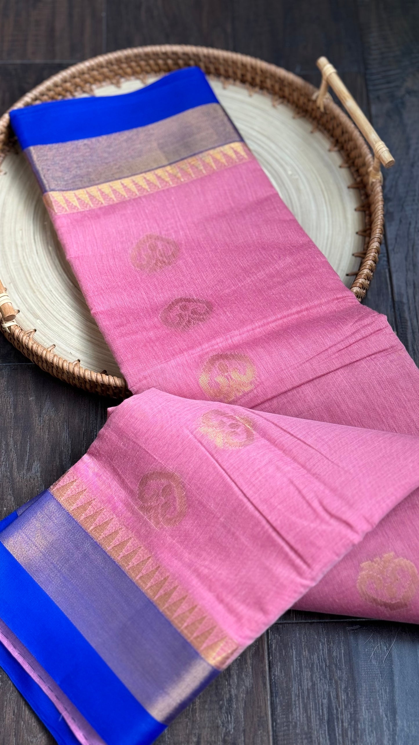 Cotton Silk Kanjivaram - Pink Royal Blue