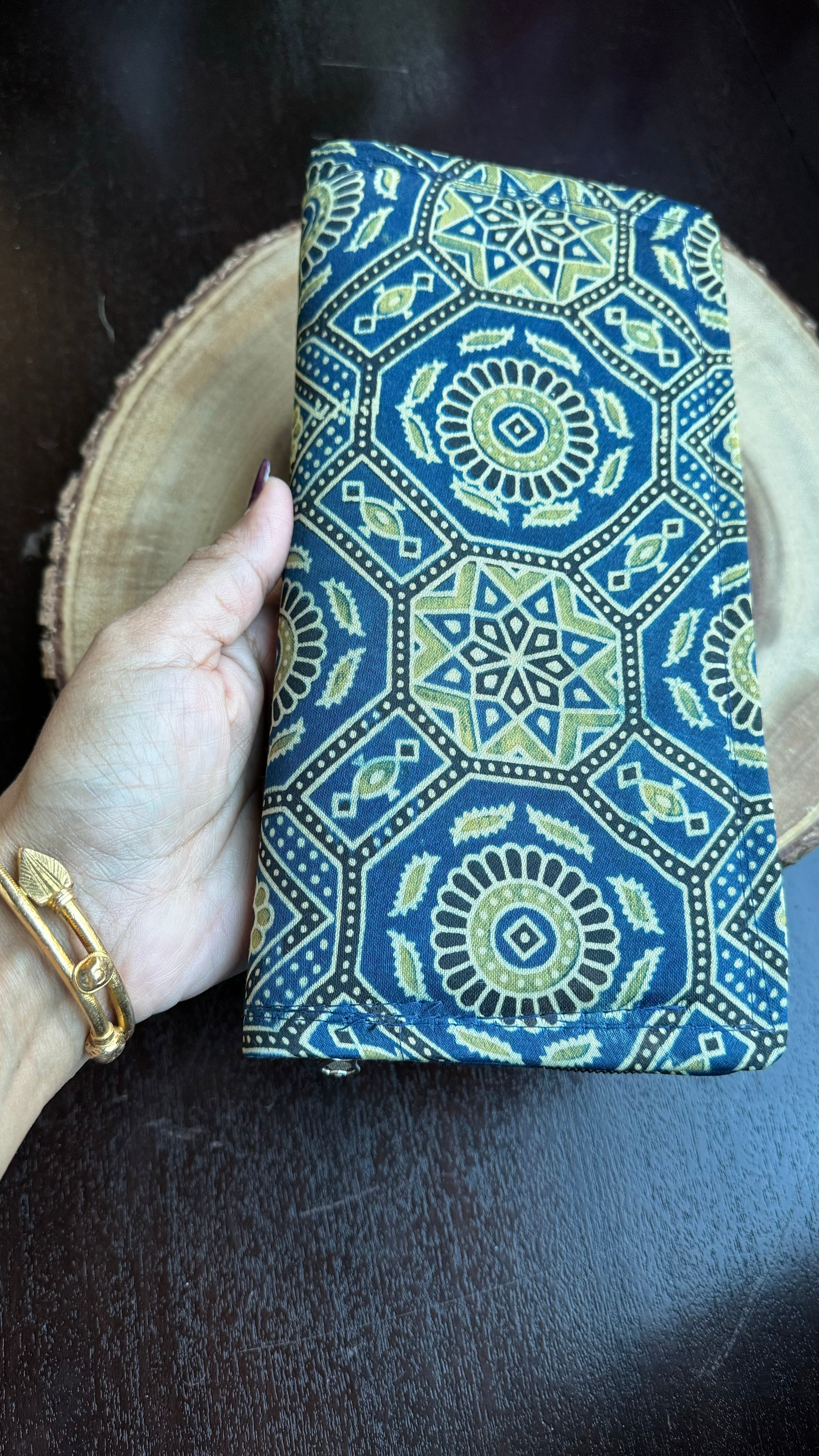 Ajrakh Clutch - Blue Brown