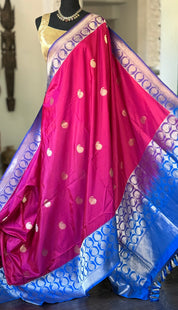 Pure Katan Silk Banarasi - Magenta Pink
