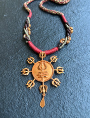Copper Necklace Earring Set - Swastik