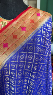 Khaddi Tussar Georgette Paithani Banarasi - Purplish Blue