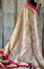 Pure Matka Silk Jamdaani - Tan