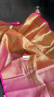 Soft Silk Banaras Saree - Orange Pink Tanchoi