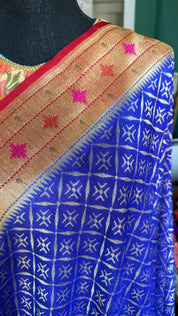 Khaddi Tussar Georgette Paithani Banarasi - Purplish Blue