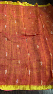 Linen Jamdaani - Orange Pink Dual Tone