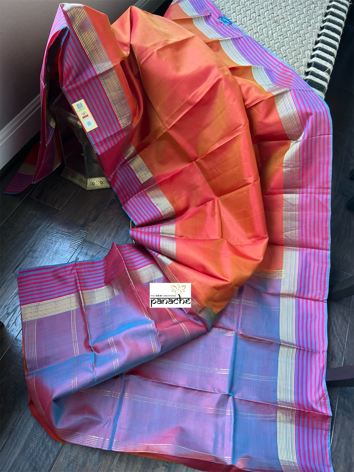 Pure Silk Kanjivaram - Orange Purple