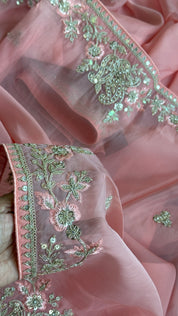 Designer Organza - Pink Embroidered