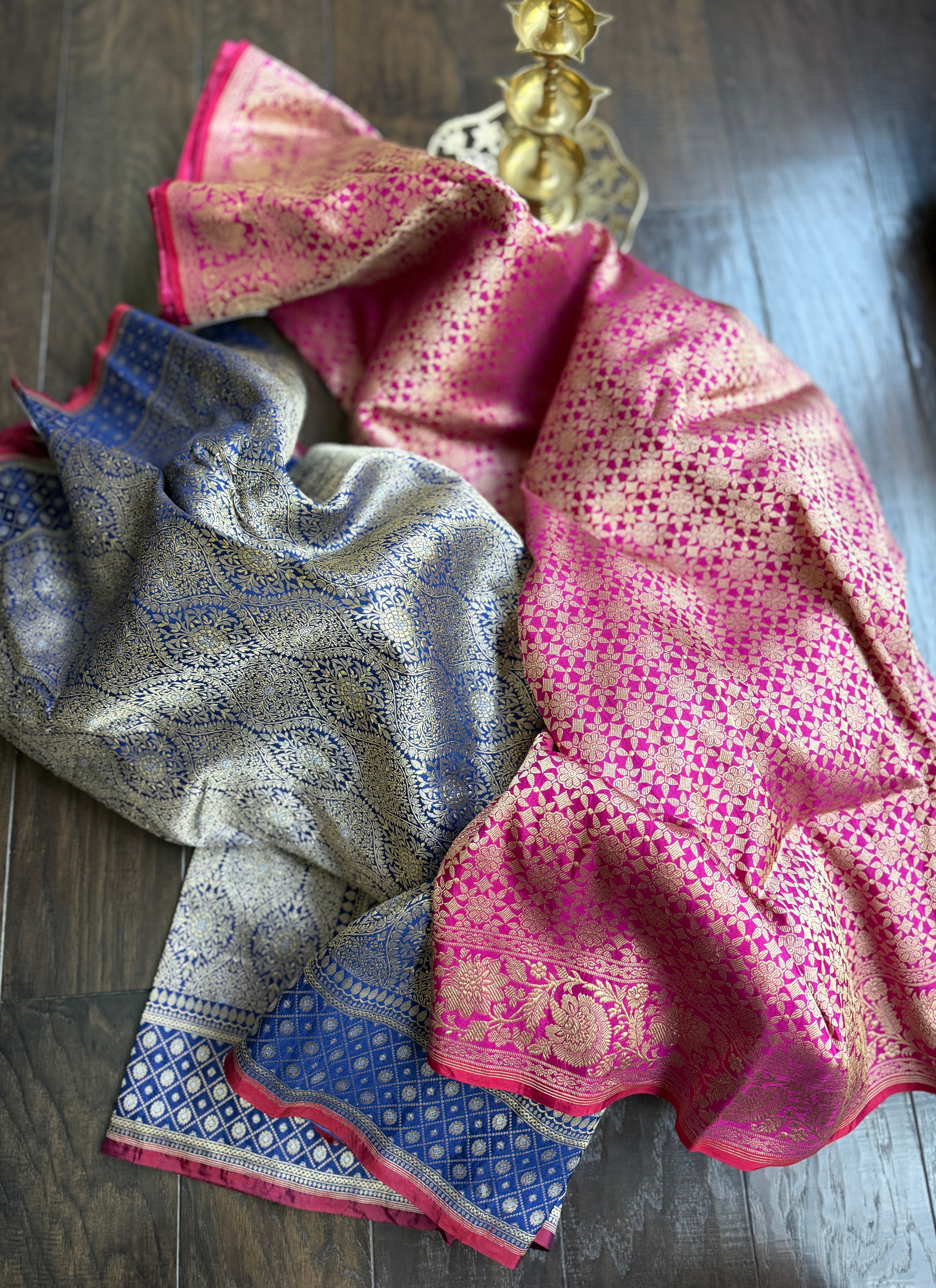 Pure Silk Brocade Banarasi- Navy Blue