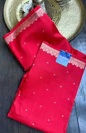 Pure Silk Banarasi - Red woven Sleek Border