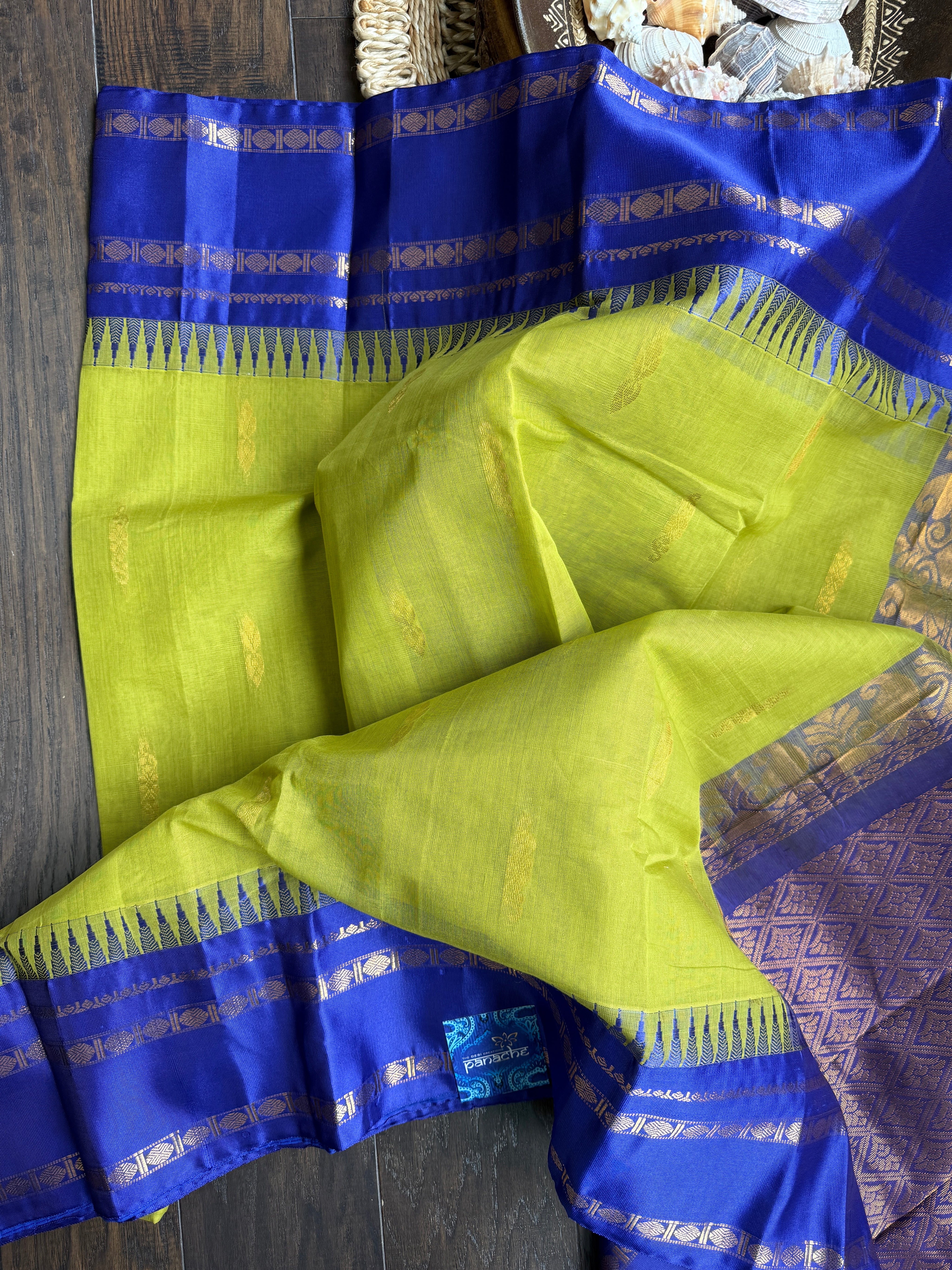 Cotton Gadwal - Henna Green Blue