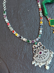 Silver 925 Necklace- Navaratna