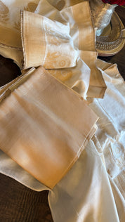 Designer Soft Silk Banarasi Saree - Off White Golden
