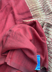 Pure Khadi Matka Cotton -  Maroon Jute Handwoven