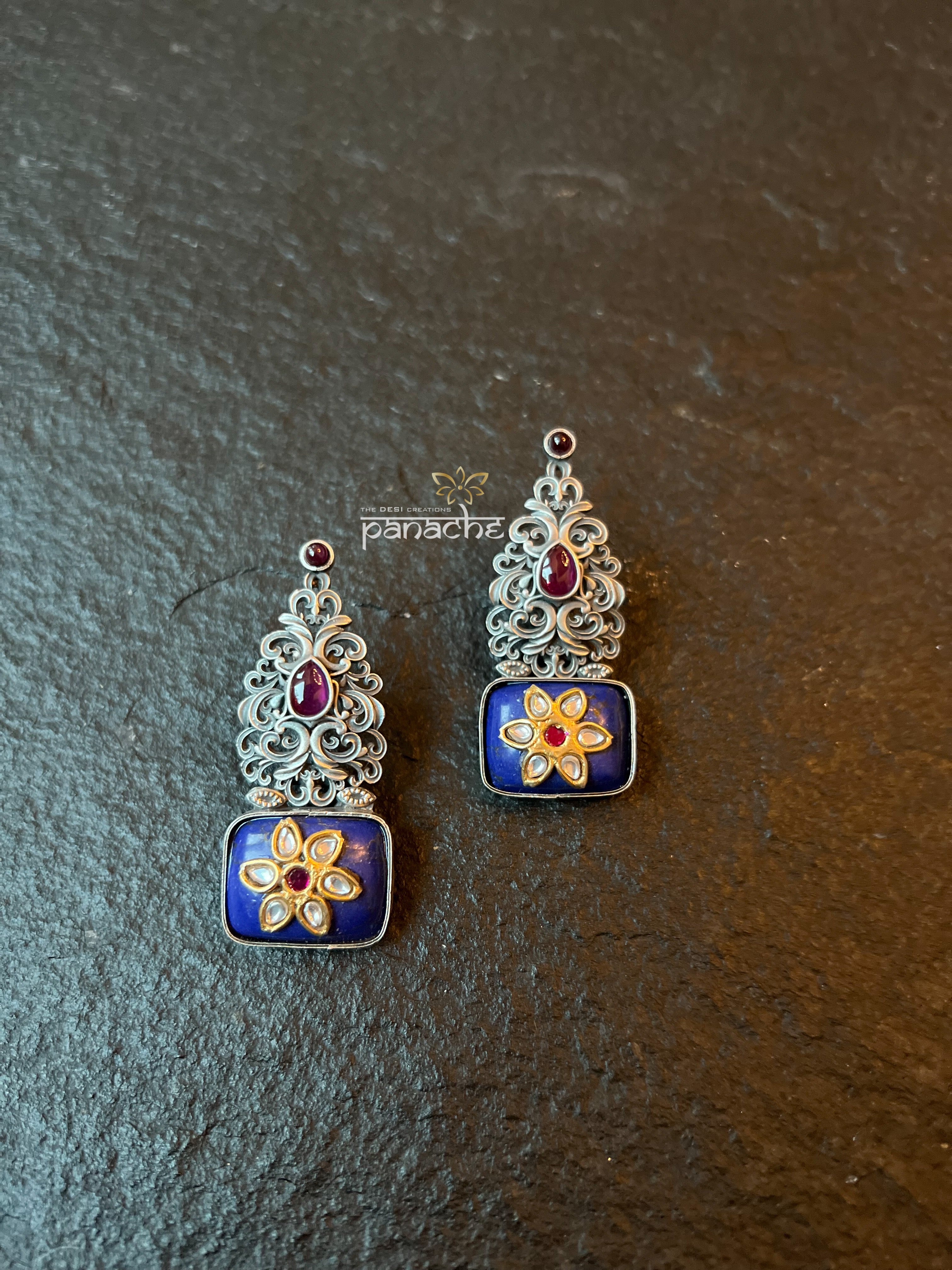 Earring 925 Silver- Lapis Stud
