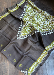 Bishnupur Silk Batik Soru Tuli -  Dark Brown