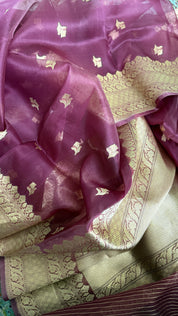 Kora Silk Banarsi - Wine Color Kadwa