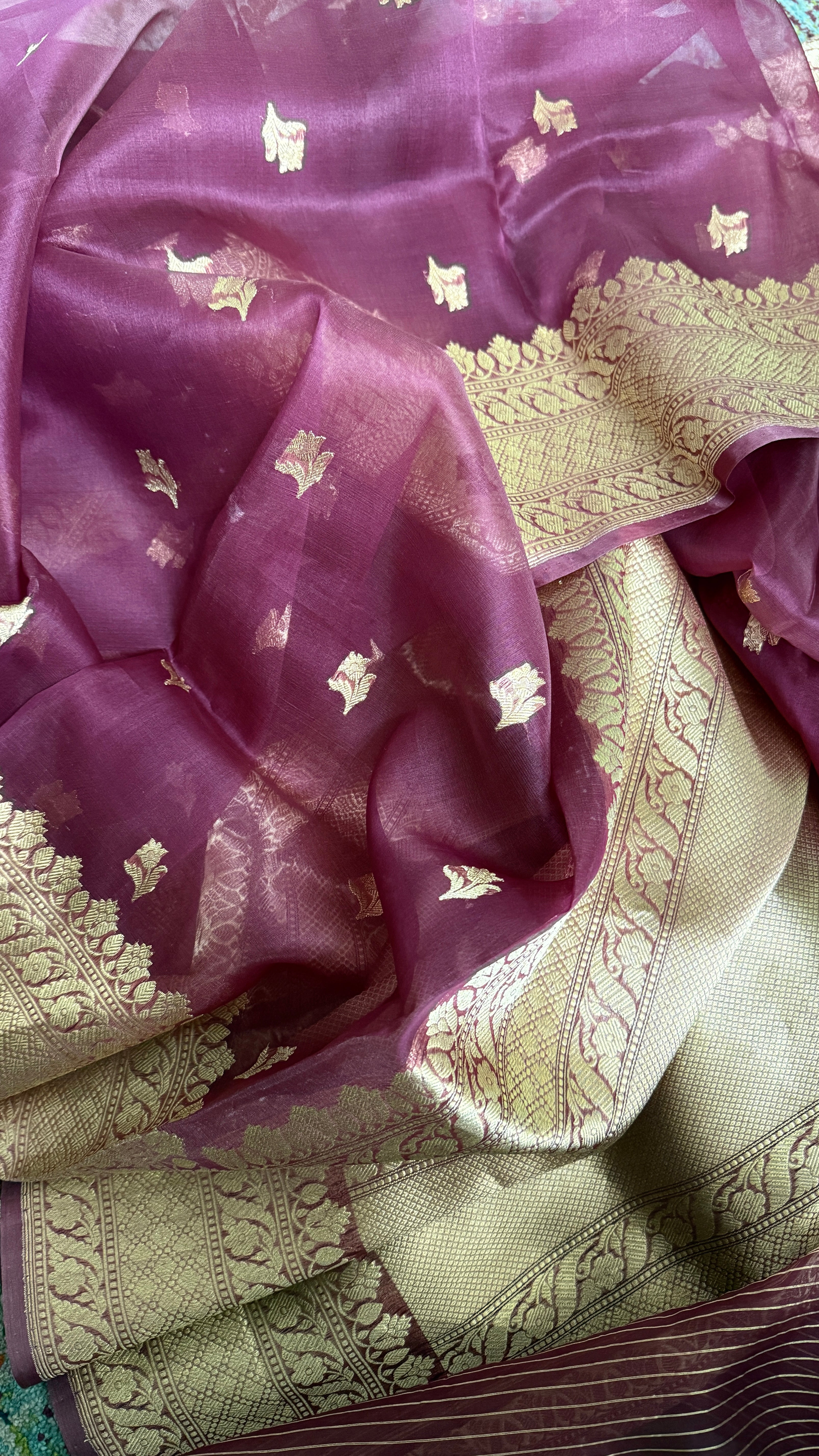 Kora Silk Banarsi - Wine Color Kadwa