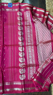 Pure Silk Gadwal - Dark Pink Silver Zari
