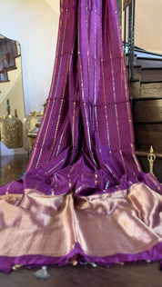 Pure Silk Banarasi - Purple Golden Zari