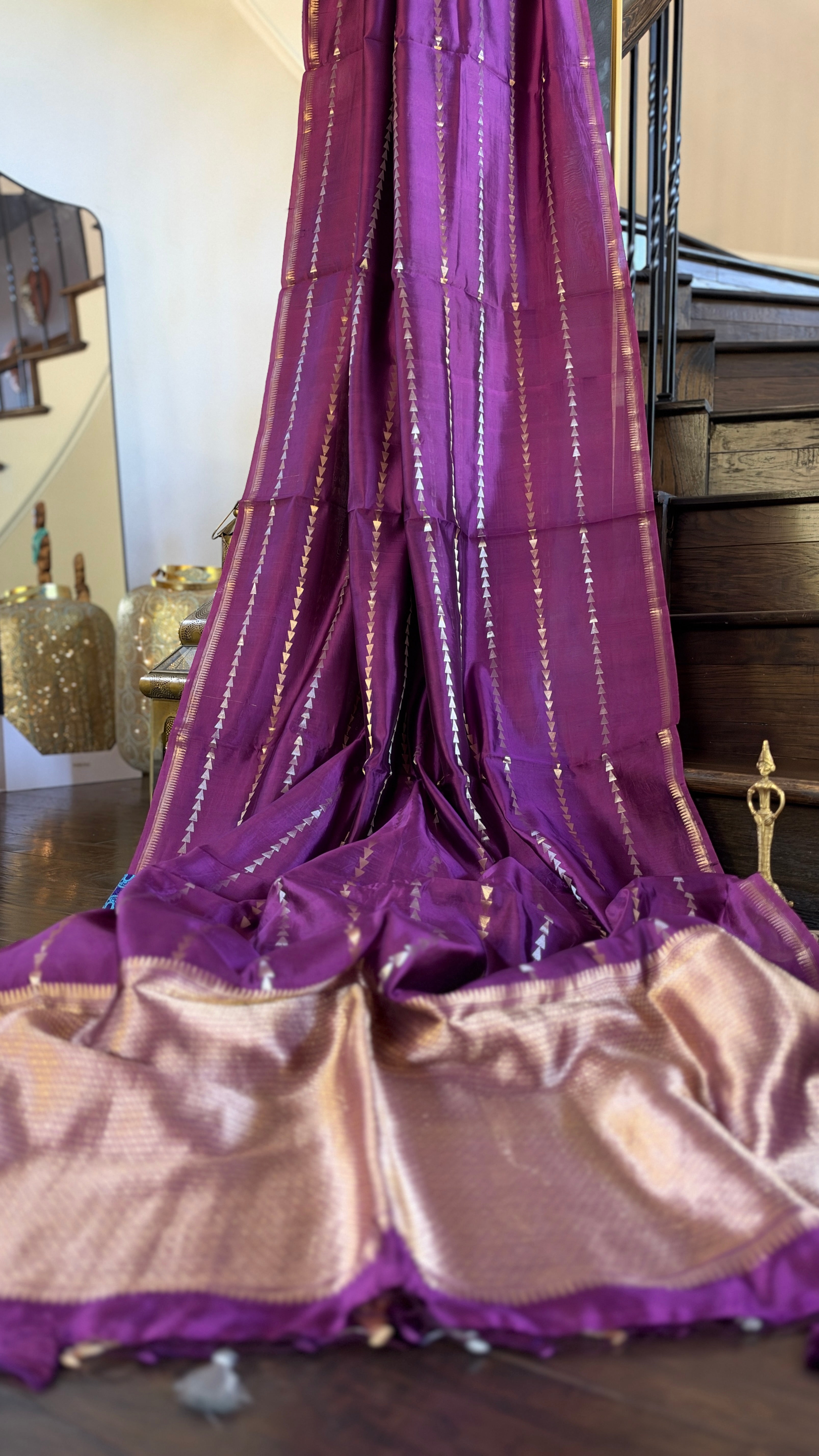 Pure Silk Banarasi - Purple Golden Zari