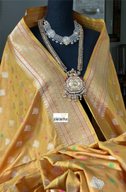 Pure Silk Kadwa Banarasi- Yellow Meenakari