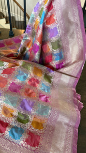 Pure Silk Banarasi - Thulian Pink Multi Color