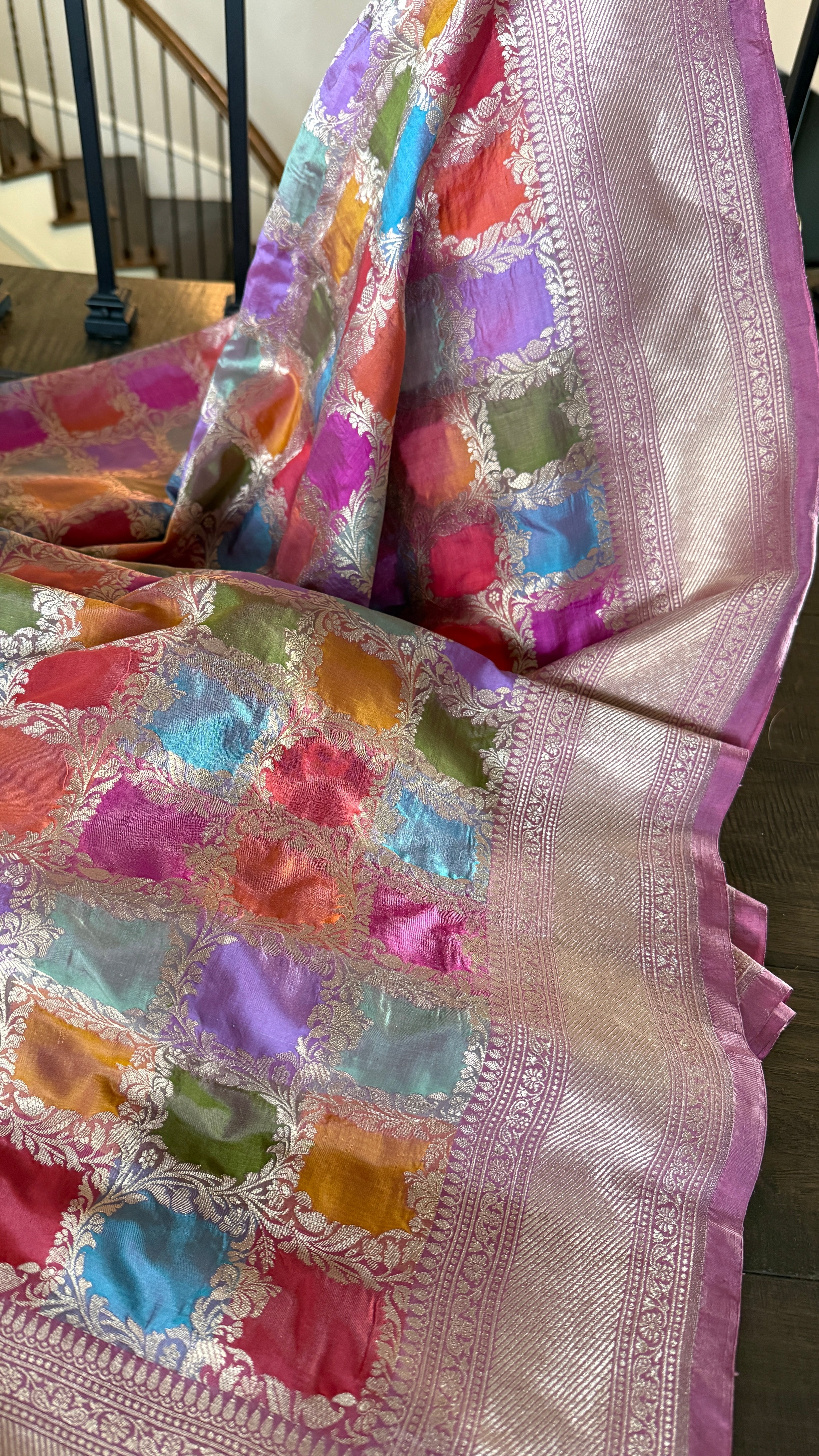 Pure Silk Banarasi - Thulian Pink Multi Color