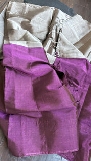 Chanderi Tissue Silk - Purple Silver woven