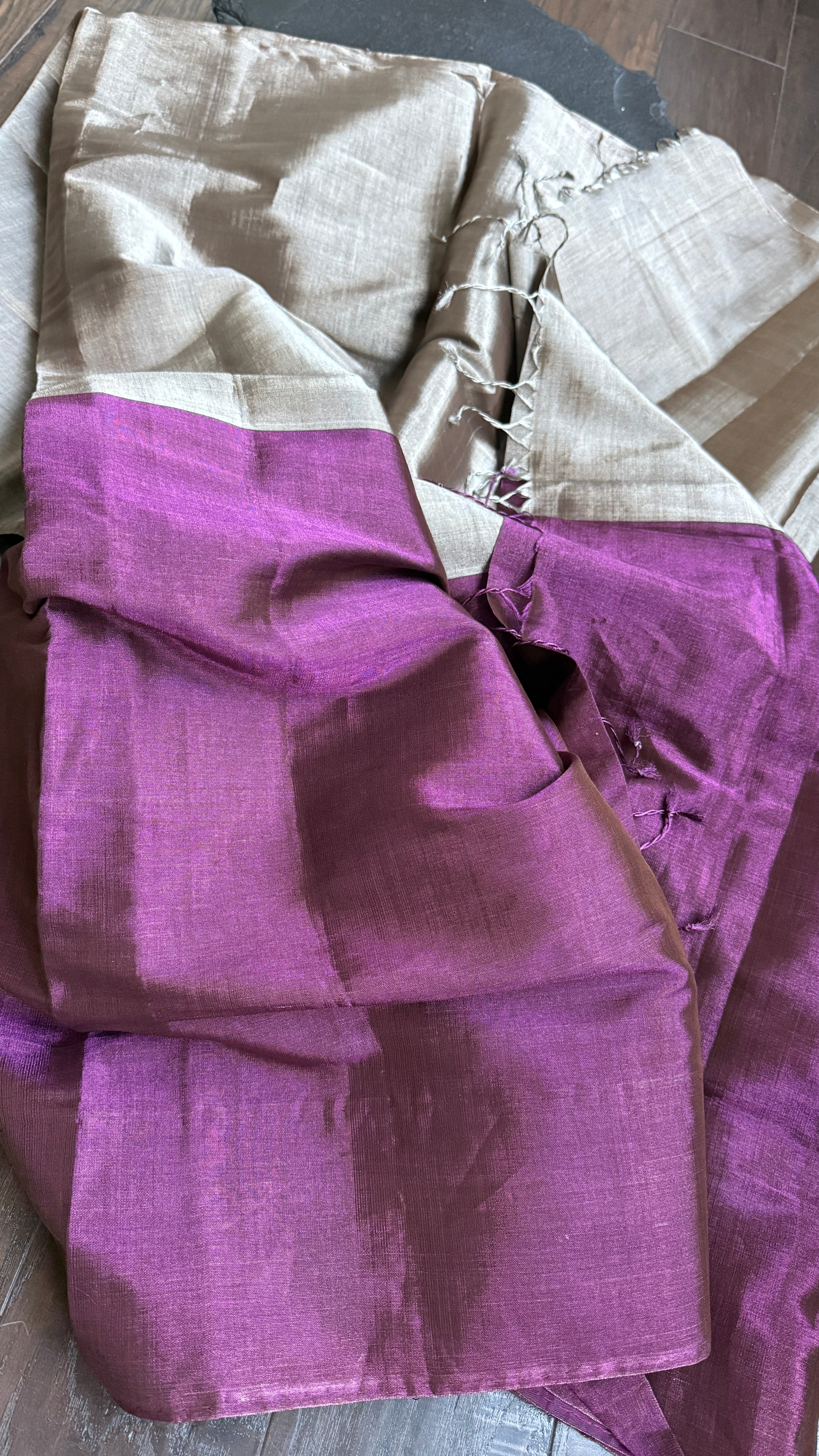 Chanderi Tissue Silk - Purple Silver woven