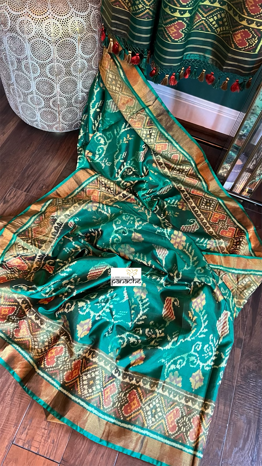 Patan Silk Patola - Green Antique Zari