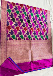 Pure Silk Banarasi - Purple Magenta Maroon Green