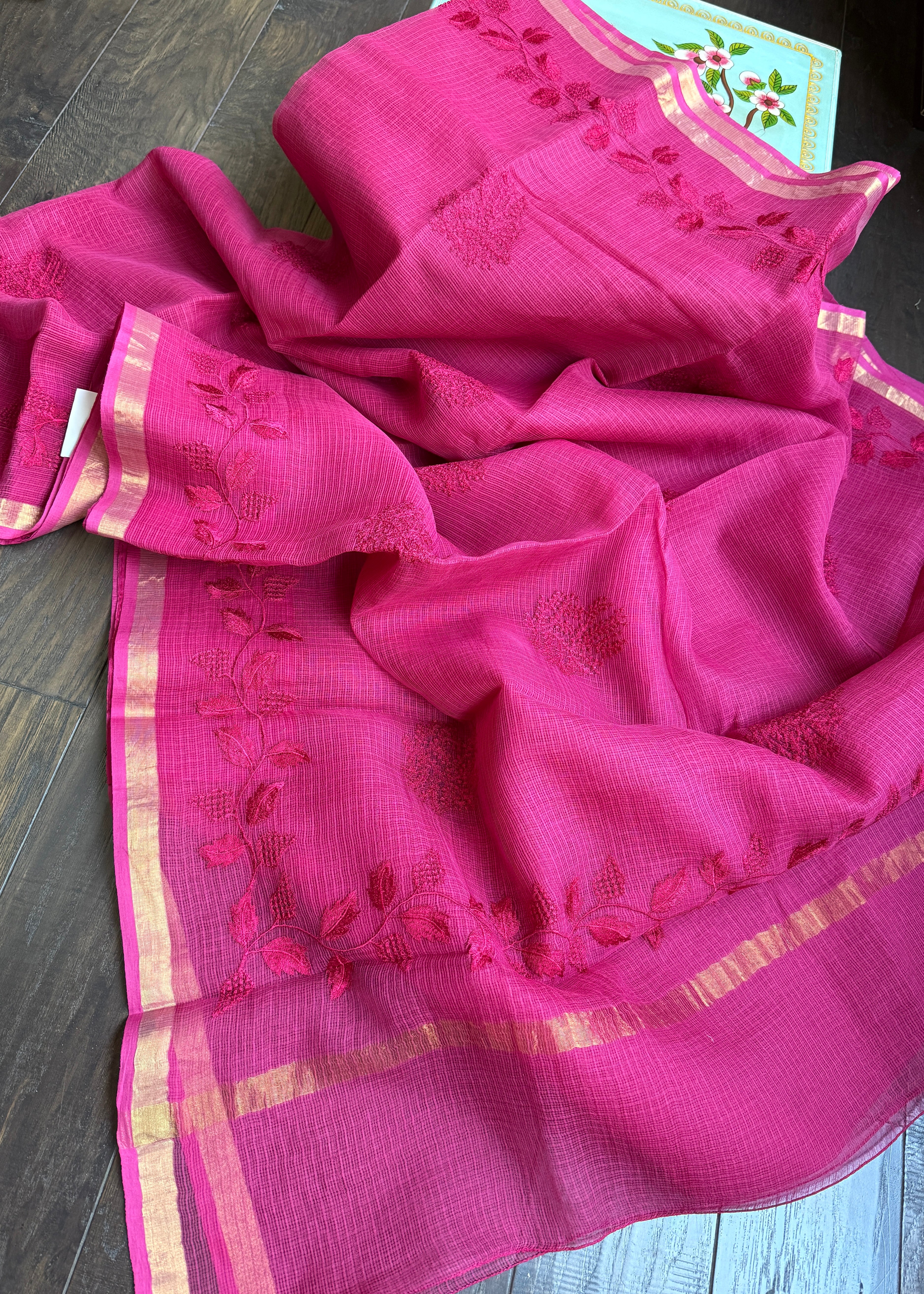 Embroidered Kota Silk - Pink