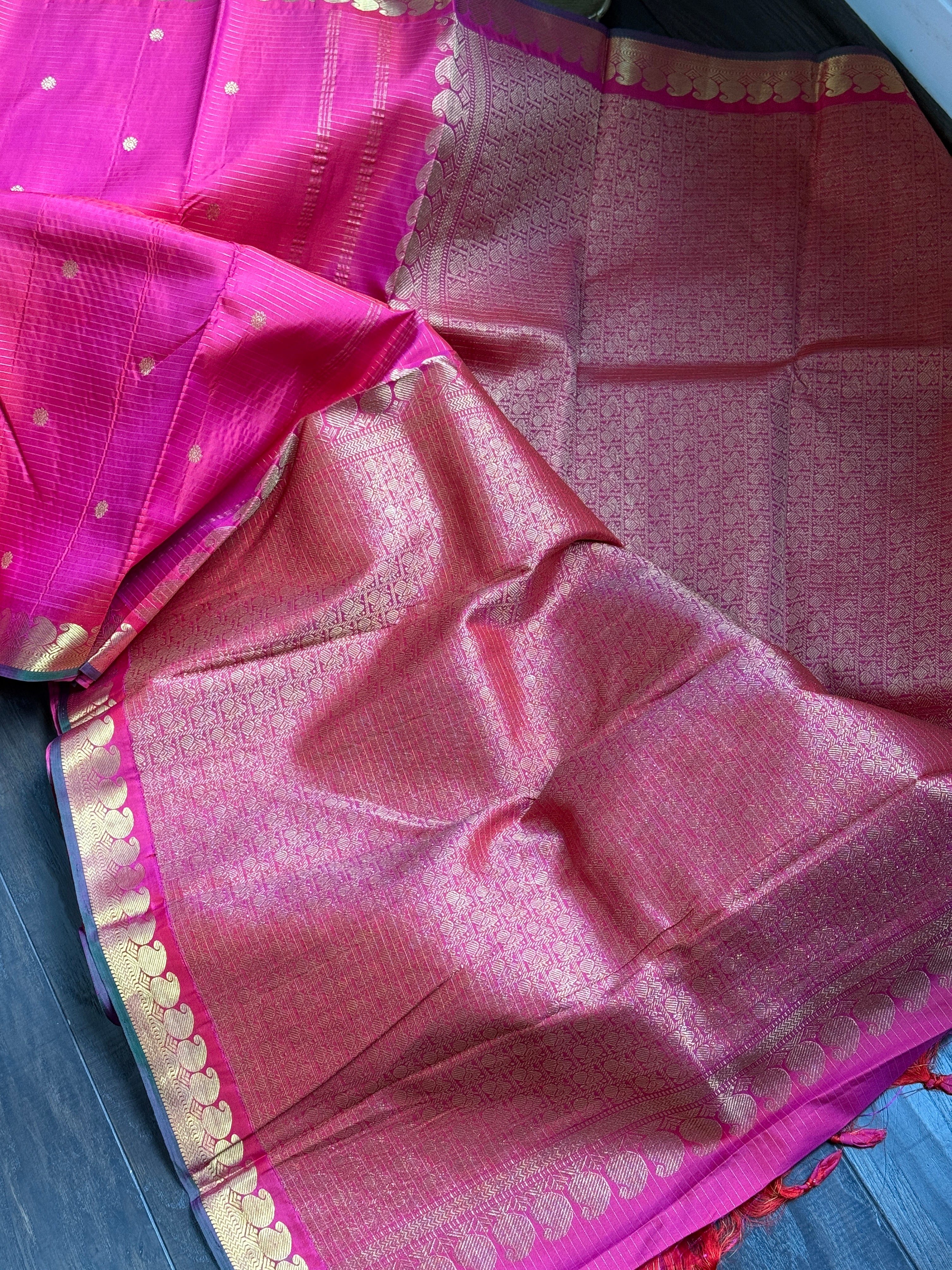 Pure Silk Kanjivaram - Dark Magenta Pink