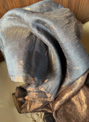 Tissue Linen Silk - Grey Mettalic
