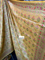 Pure Tussar Silk Banarasi- Yellow Meenakari Paithani