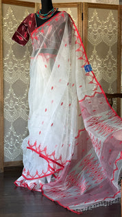 Muslin Jamdaani - White Red