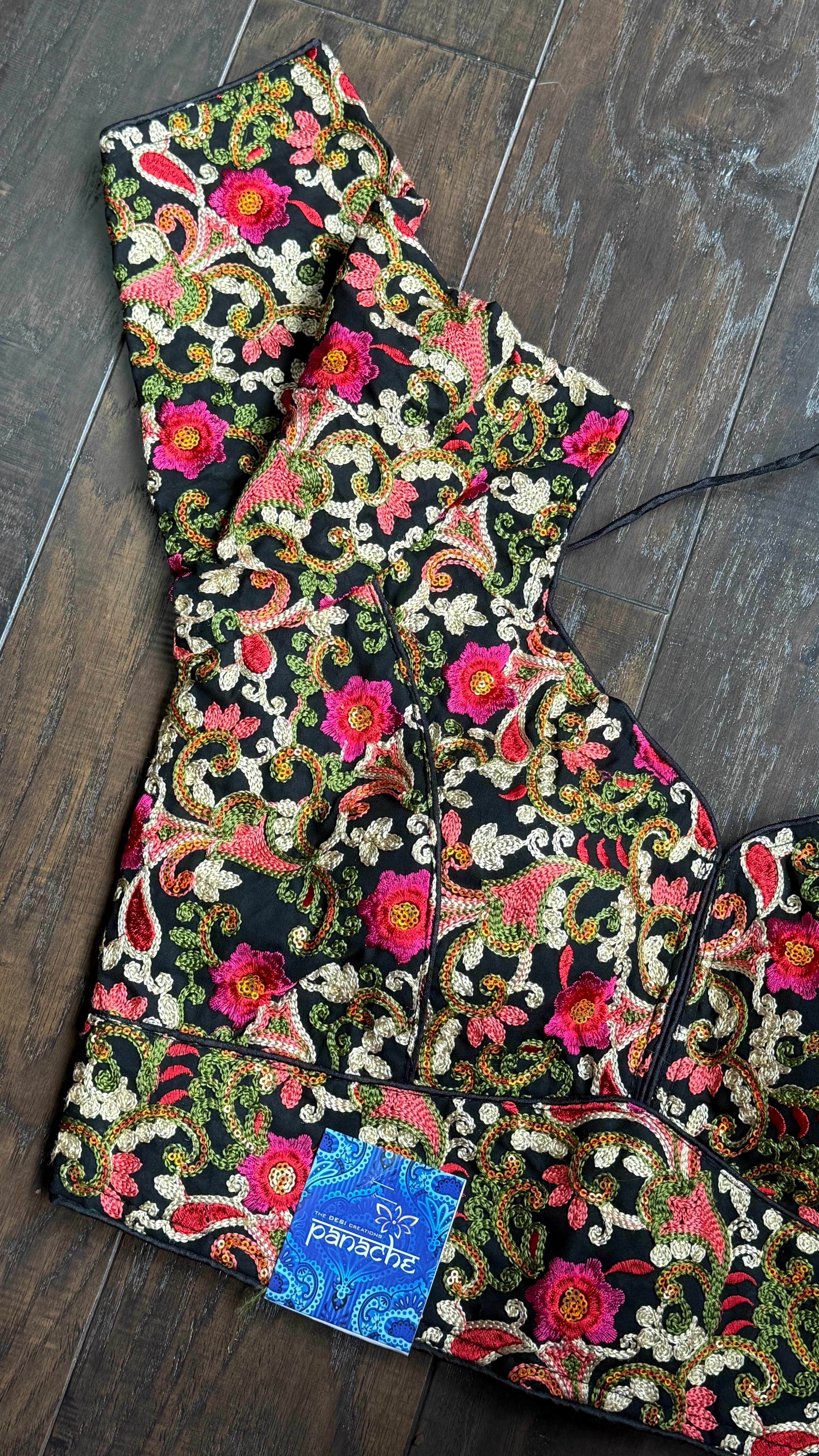 Designer Blouse - Black Multicolor Embroidered