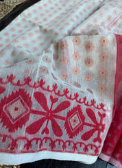 Jamdani  - Off-white Red Copper Zari Woven