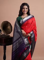 Pure Silk Gadwal - Red Blue