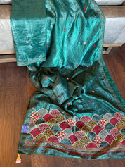 Designer Crushed Silk - Teal Gree Hand Lambani