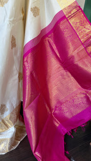 Pure Silk Kanjivaram - White Pink Woven