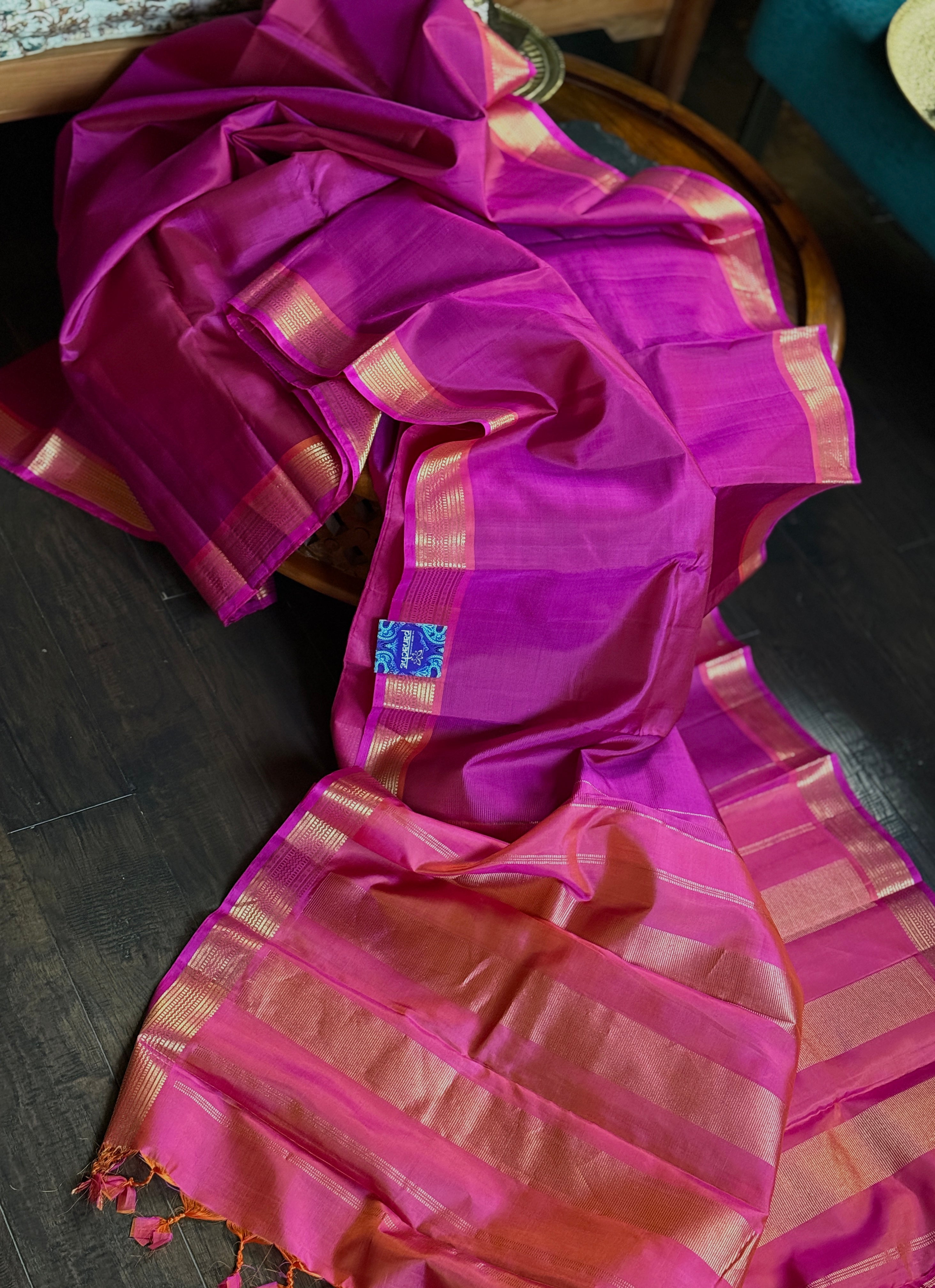 Pure Silk Kanjivaram 2 Gm Zari - Magenta Gold Zari