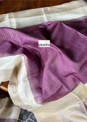 Pure Tussar Silk Woven - Wine Cream