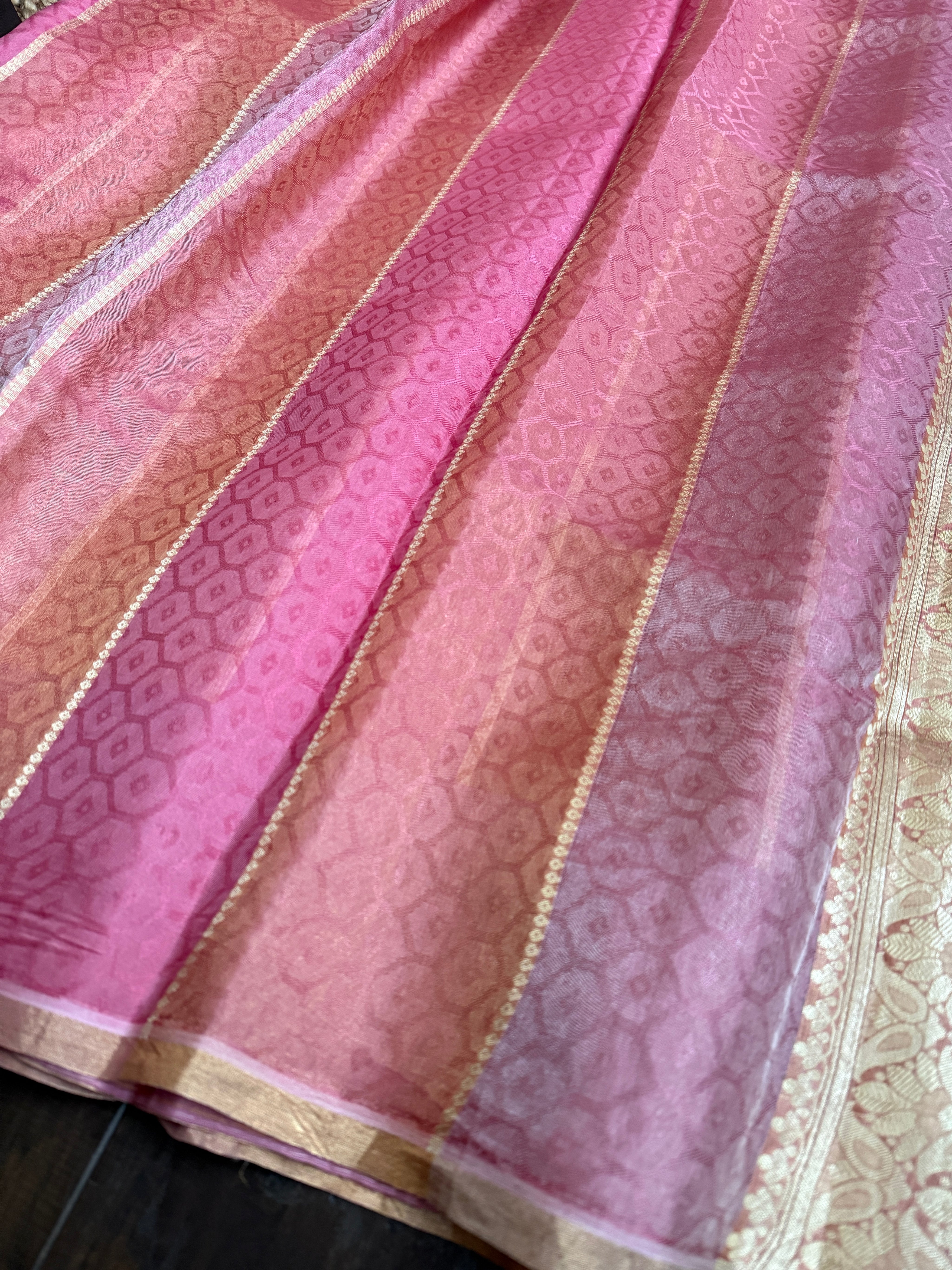 Tissue Organza Silk Banarsi - Rangkat Peach Pink